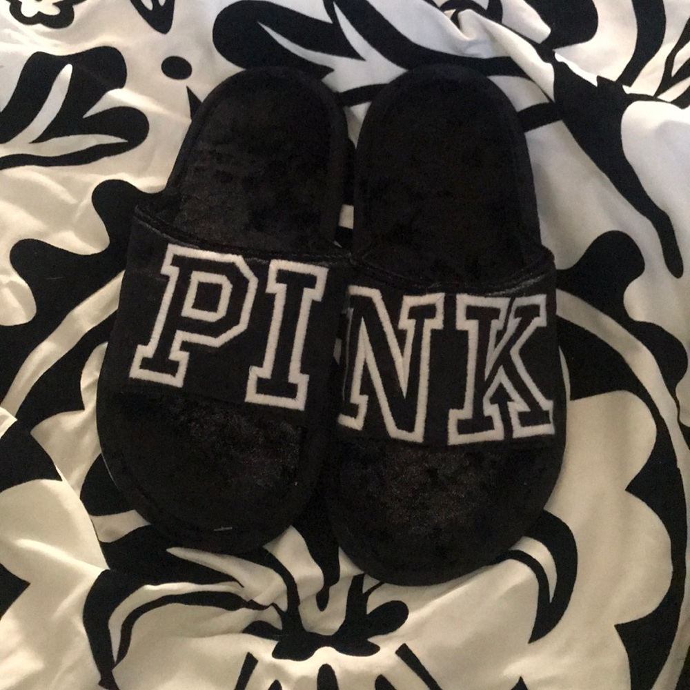 Black and white slippers